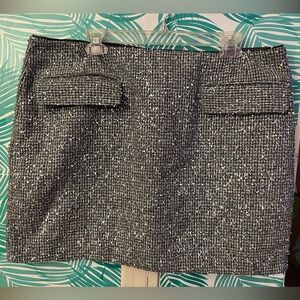 NWT banana republic metallic tweed black & silver mini skirt sz 18
